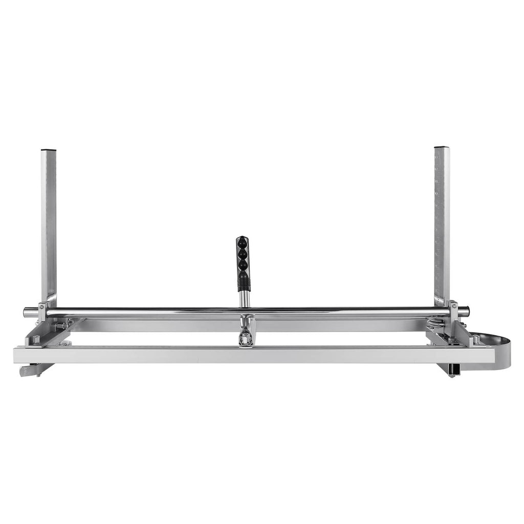 Portable chainsaw mill guide bar frame with support posts, adjustable cutting thickness
