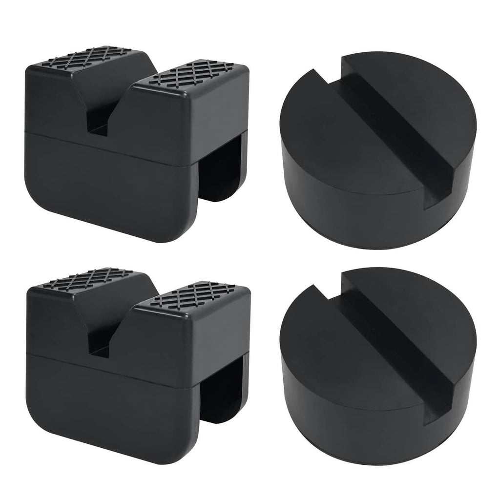 Black universal jack pad set with two vented rubber blocks and two semicircle protectors