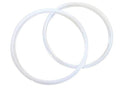 Twin pack rubber replacement gaskets, white circular seals, two loops