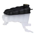 Engine coolant reservoir tank with cap, black top and white body