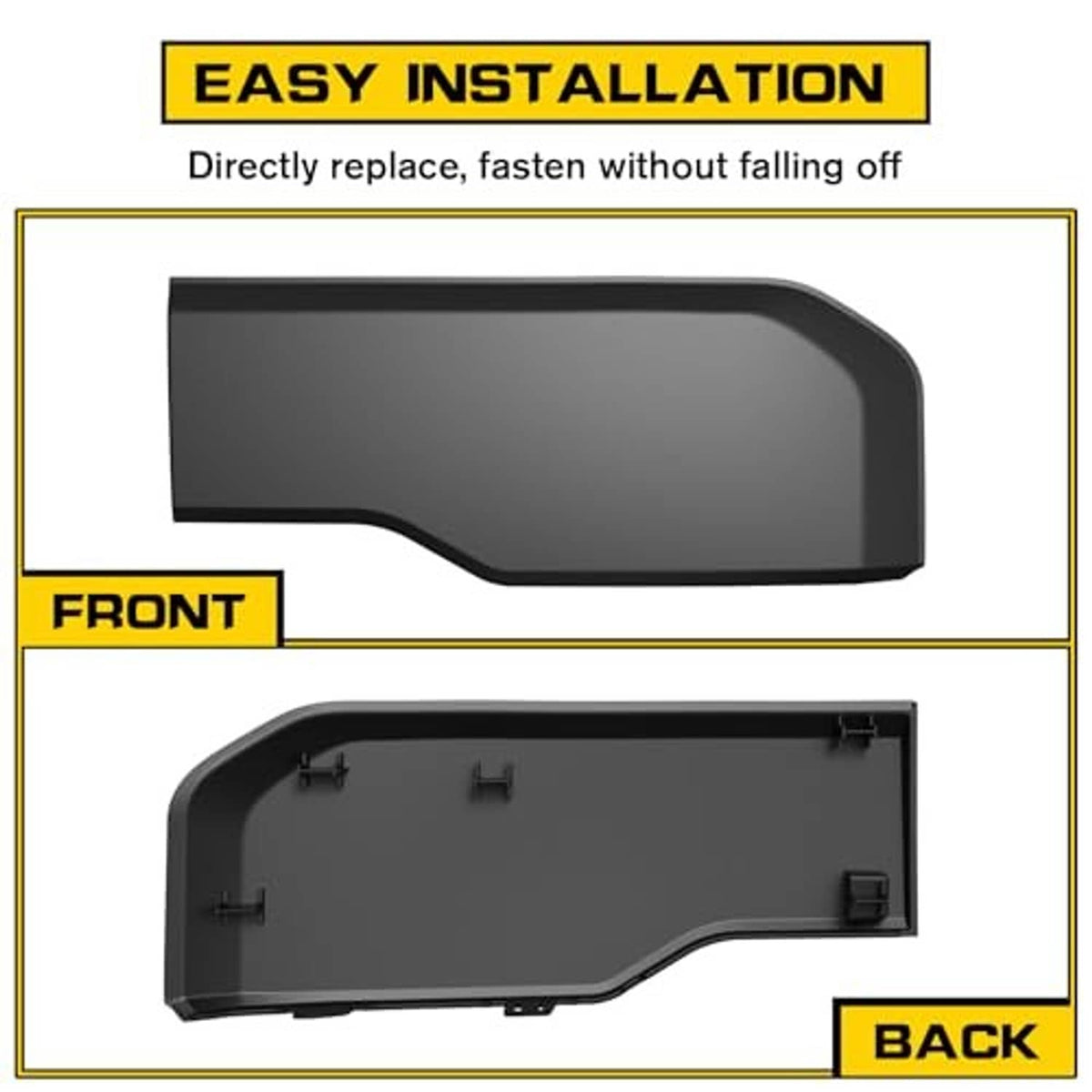Front bumper guard pad insert set: front view and underside mounting clips