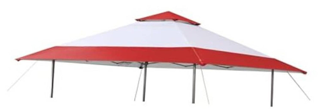Replacement canopy top in red and white, with corner tabs and valance