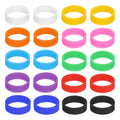 20-pack multicolor silicone rubber band rings, flat circular set in white to black