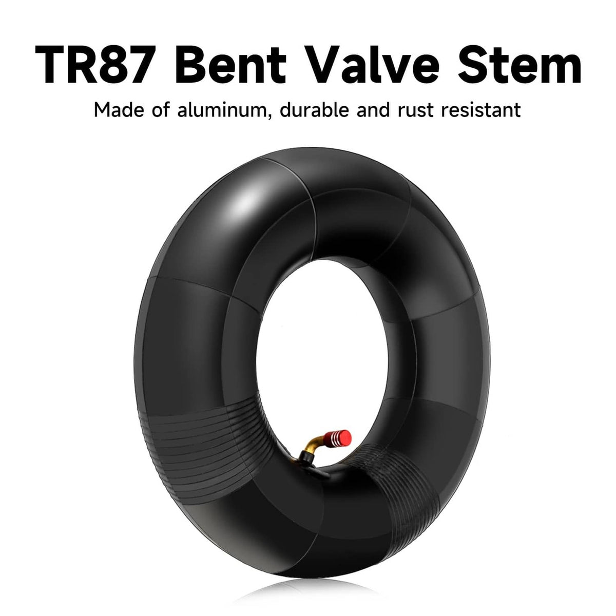 Single black inner tube with TR87 bent valve stem and metal valve hardware.