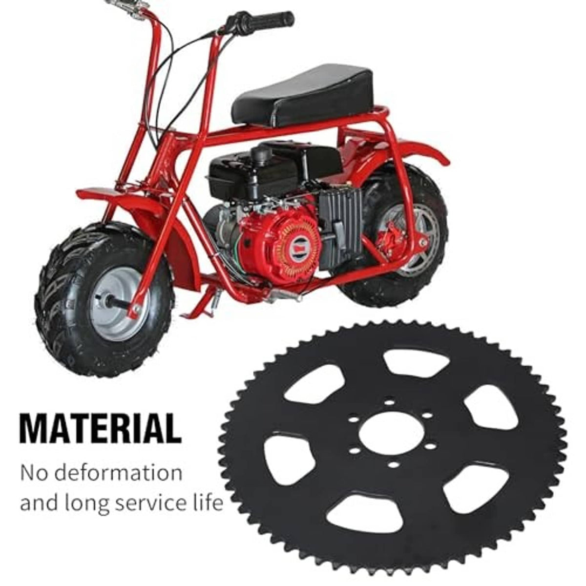 Black 65-tooth rear sprocket gear with mounting hardware and included kit parts