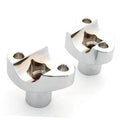 Chrome motorcycle handlebar risers, 1" bar bottom mounts, tall brackets with bolt holes
