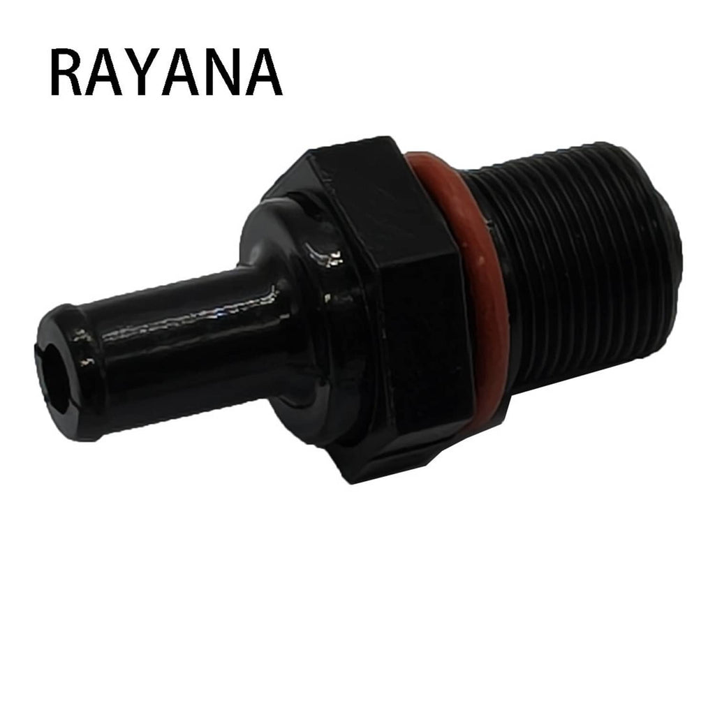 PCV valve with black body, brown seal ring, and side hose fitting