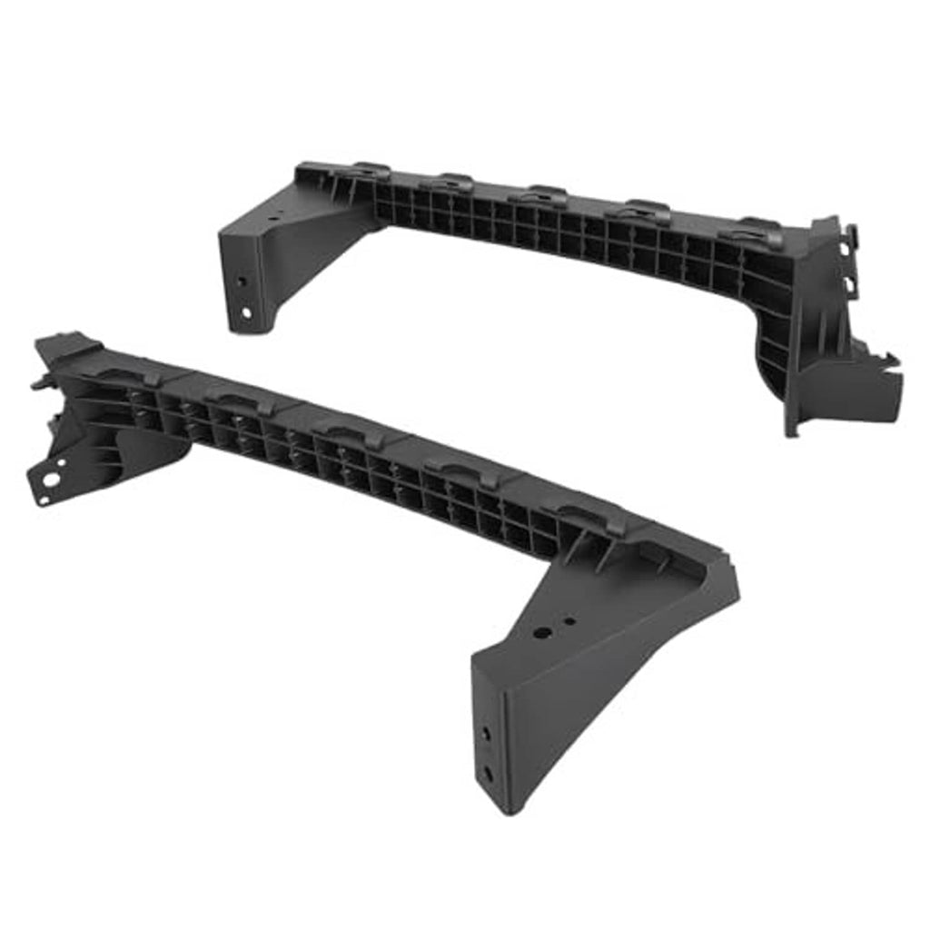 Black plastic front bumper headlight under bracket support with side brackets