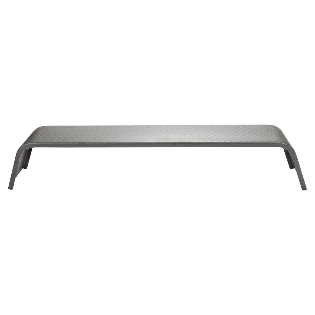 Steel diamond tread trailer fender with short side supports, silver-gray