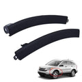 Black front bumper filler trim pieces, left and right, curved shape with mounting tabs