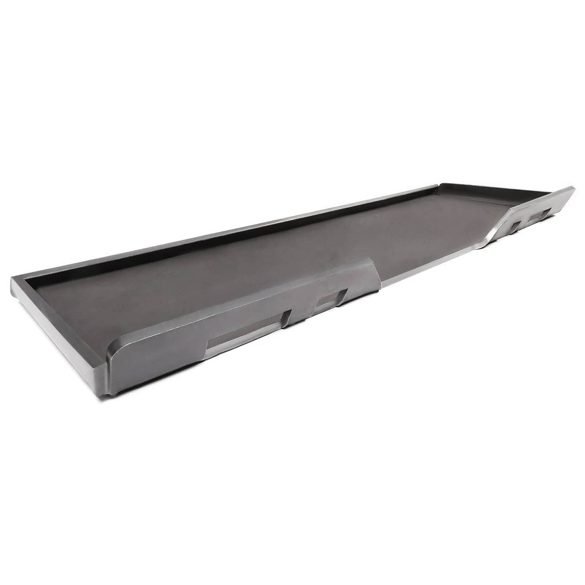 Skid steer mount adapter plate with fork-style end notch and side slots