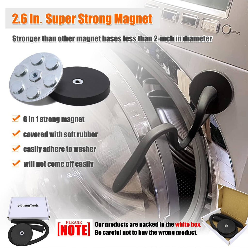 Black 2.6 in magnet-base washer door prop with soft rubber-covered base disc