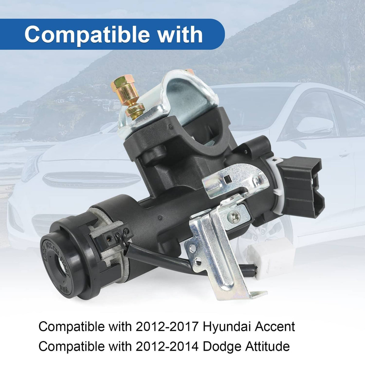 Ignition lock cylinder with metal bracket and two brass terminals