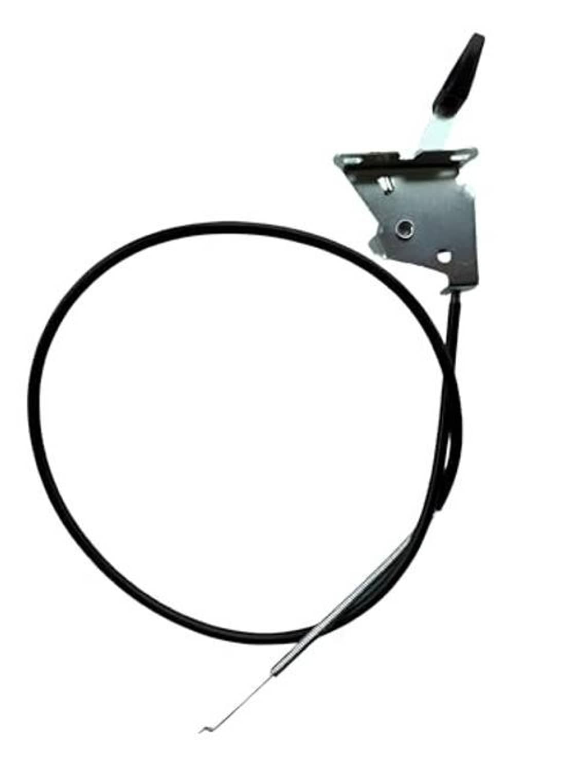 Throttle cable assembly with black cable loop and silver throttle mount plate