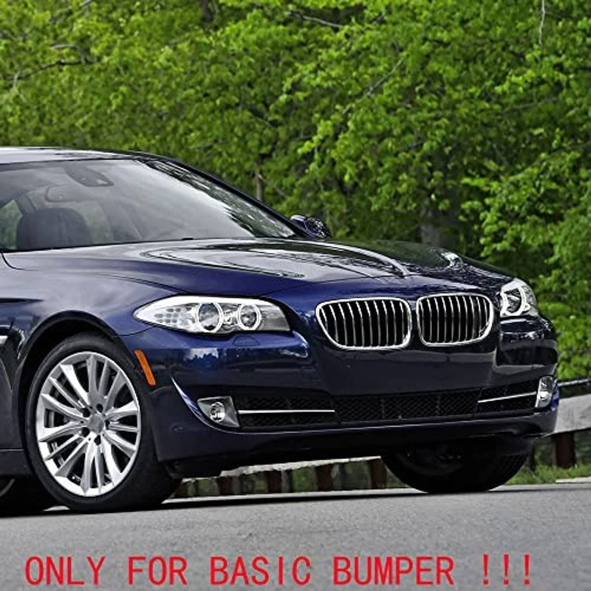 Installed amber front bumper side markers on a dark blue sedan