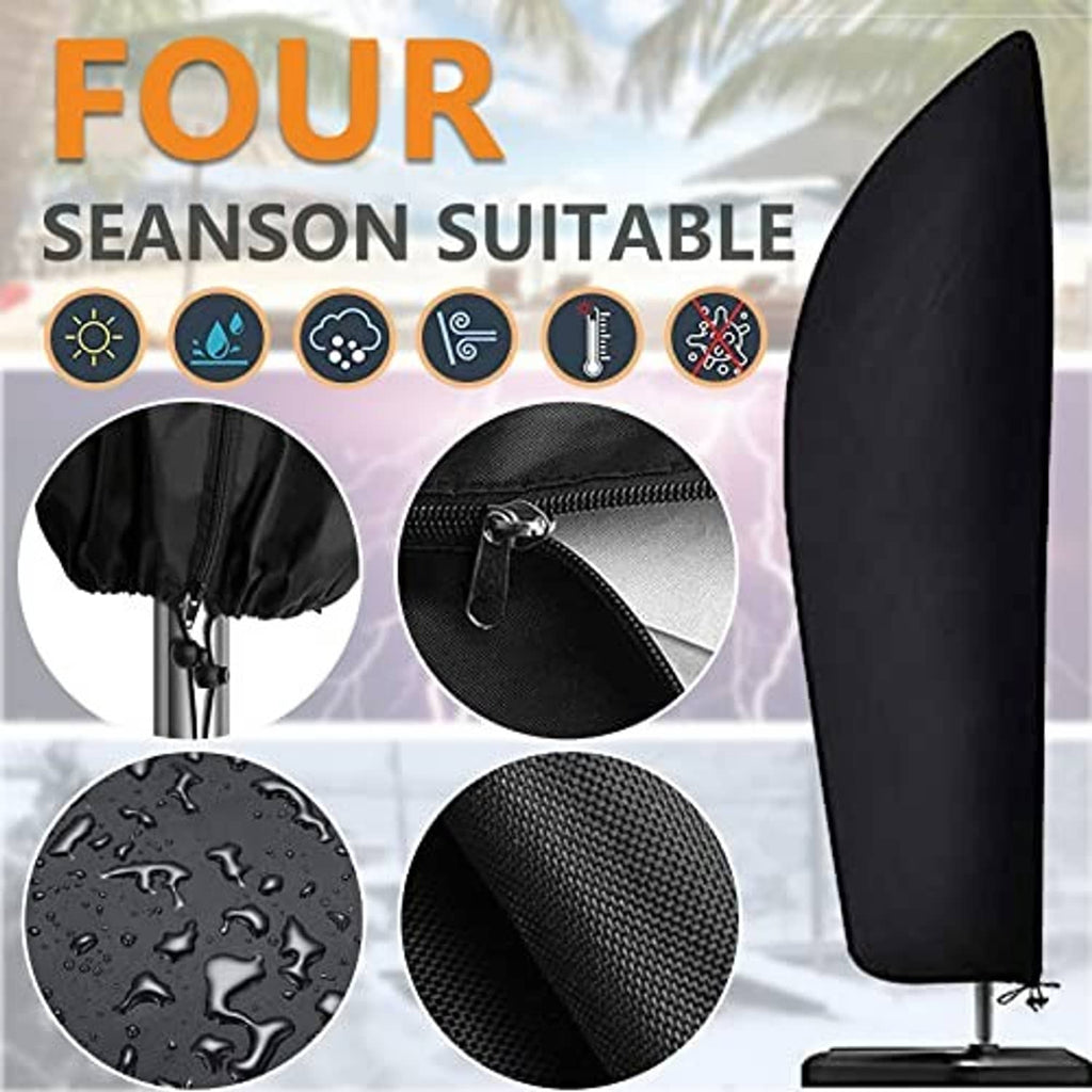 Black umbrella cover with zipper detail and textured waterproof fabric surface
