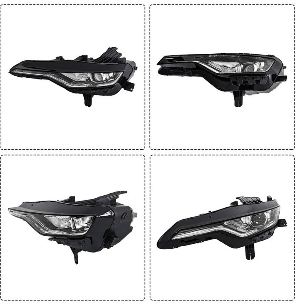 LED DRL headlight pair showing left/right angles; black housing with clear lenses