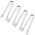Set of stainless steel mini serving tongs with curved, rounded ends