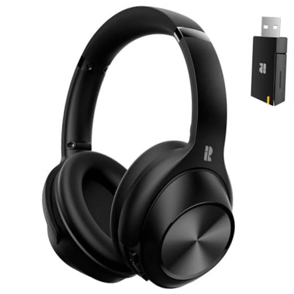 Matte black over-ear noise cancelling headphones with padded earcups and headband