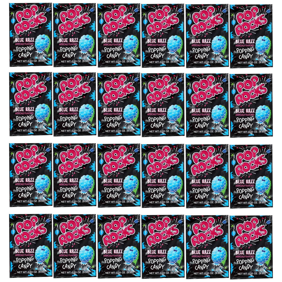 Blue razz popping candy multi-pack with Pop Rocks branded foil packets