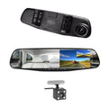 Rearview mirror dash cam with built-in screen and rear backup camera, black