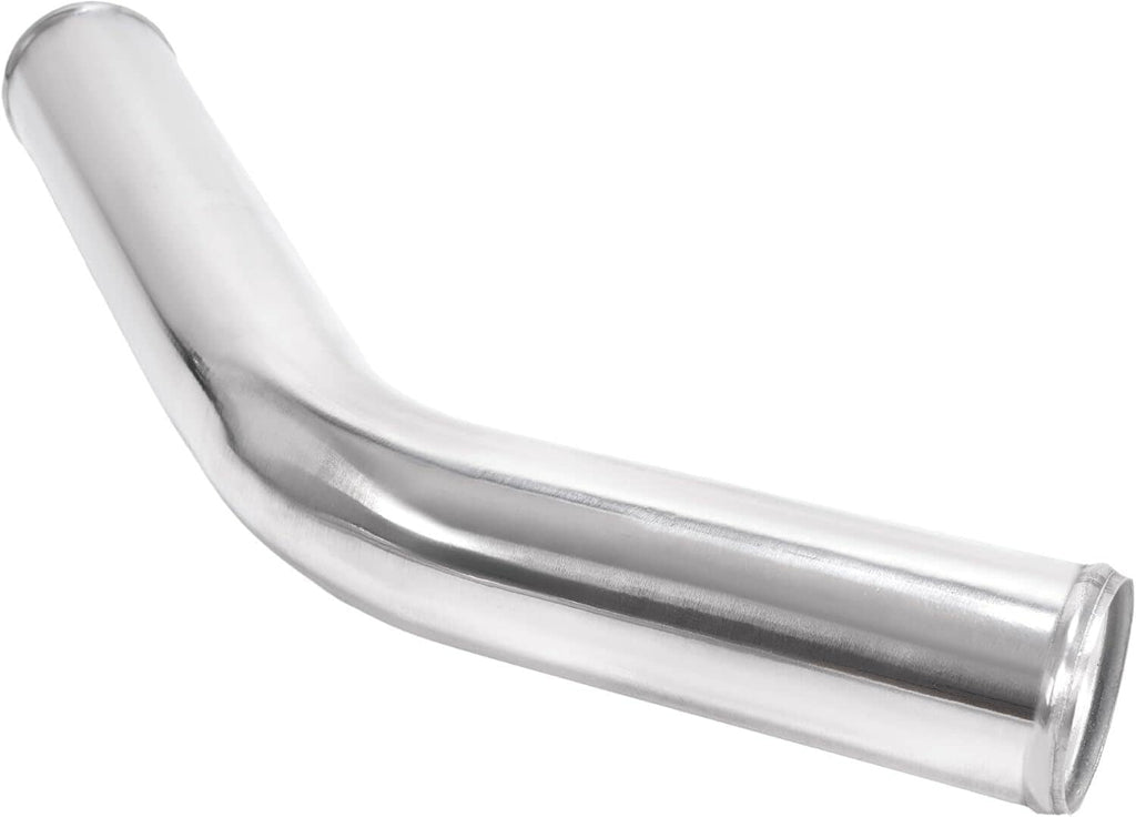 Polished aluminum bent intercooler pipe section with black end opening