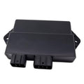 Black CDI module box with front edge and two multi-pin electrical connectors