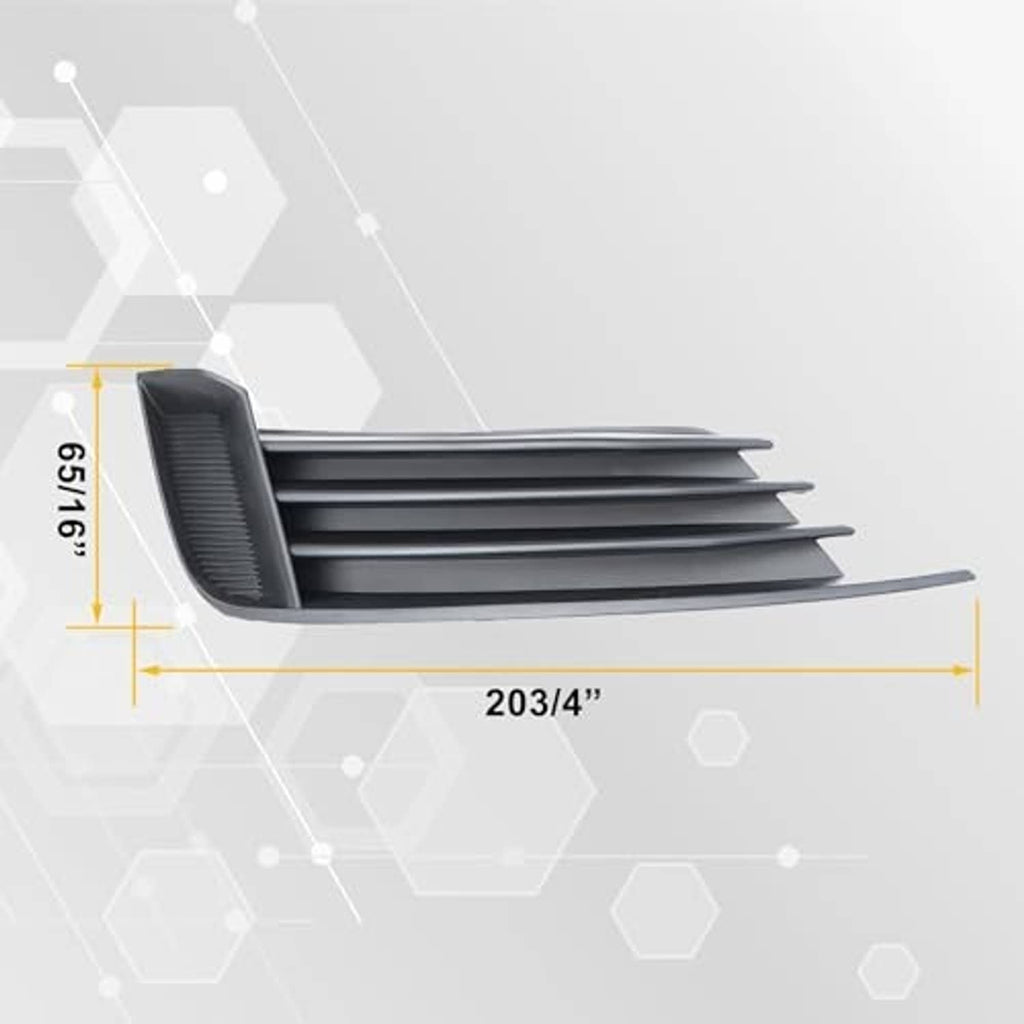 Single front bumper lower grille insert, black with blue-gray horizontal slats