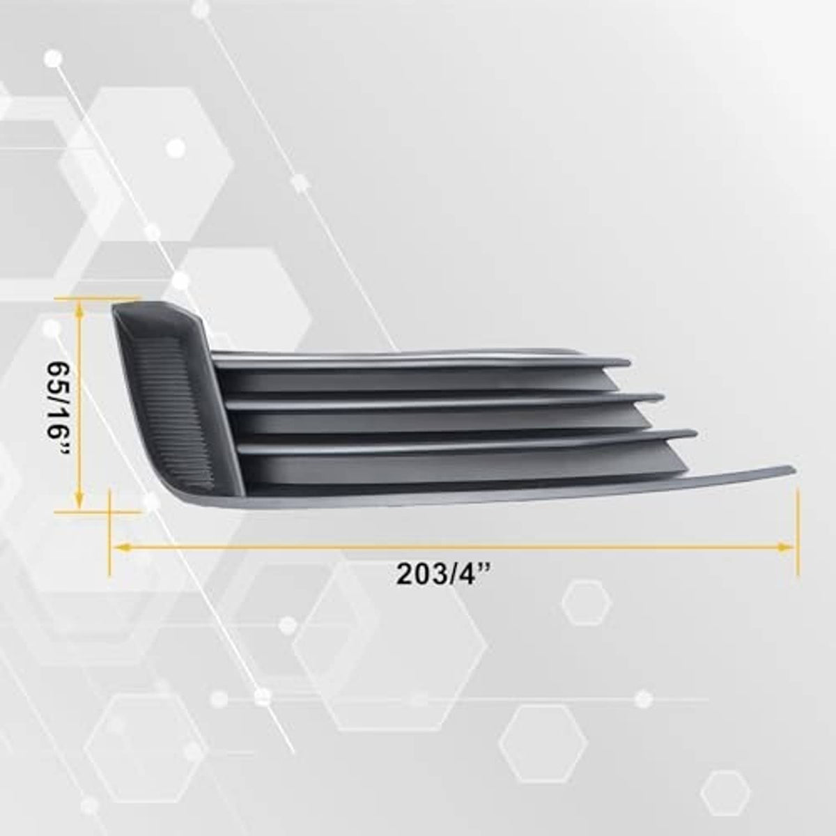 Single front bumper lower grille insert, black with blue-gray horizontal slats