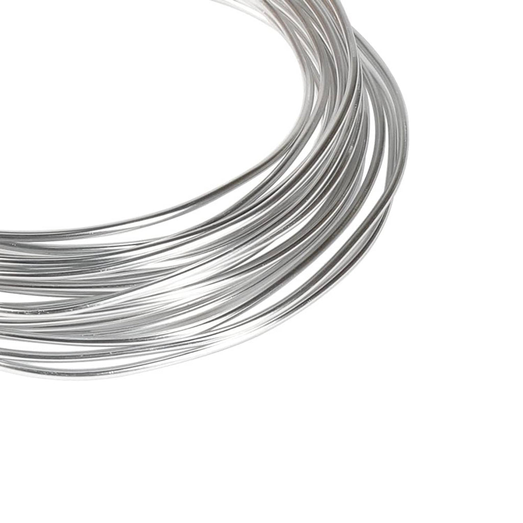 Silver aluminum craft wire coil close-up with smooth round strands