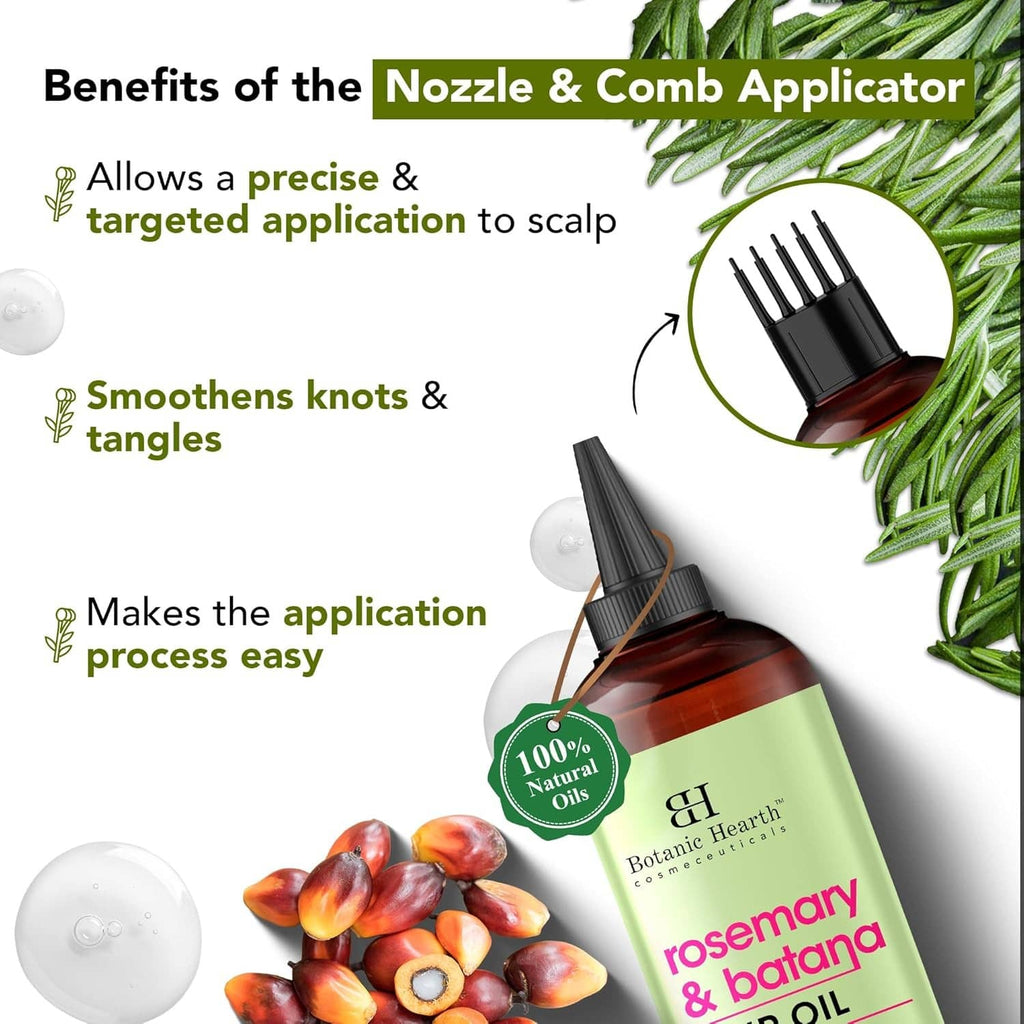 Nozzle & comb applicator for Botanic Hearth rosemary & batana hair oil bottle