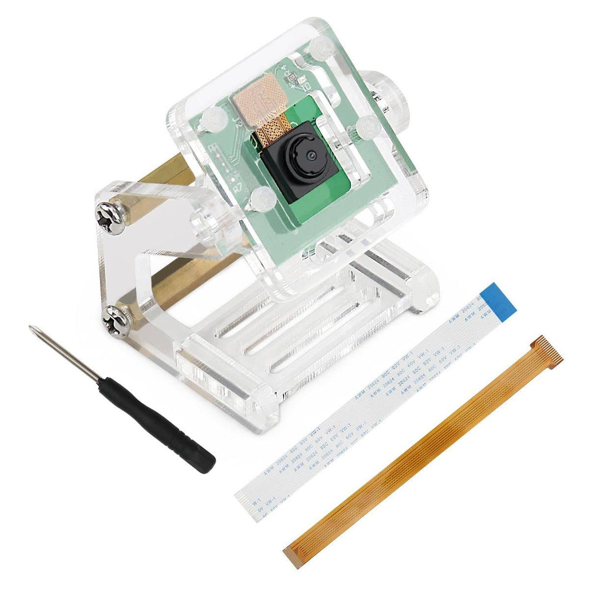 FREENOVE 5MP Raspberry Pi camera module in clear adjustable acrylic holder