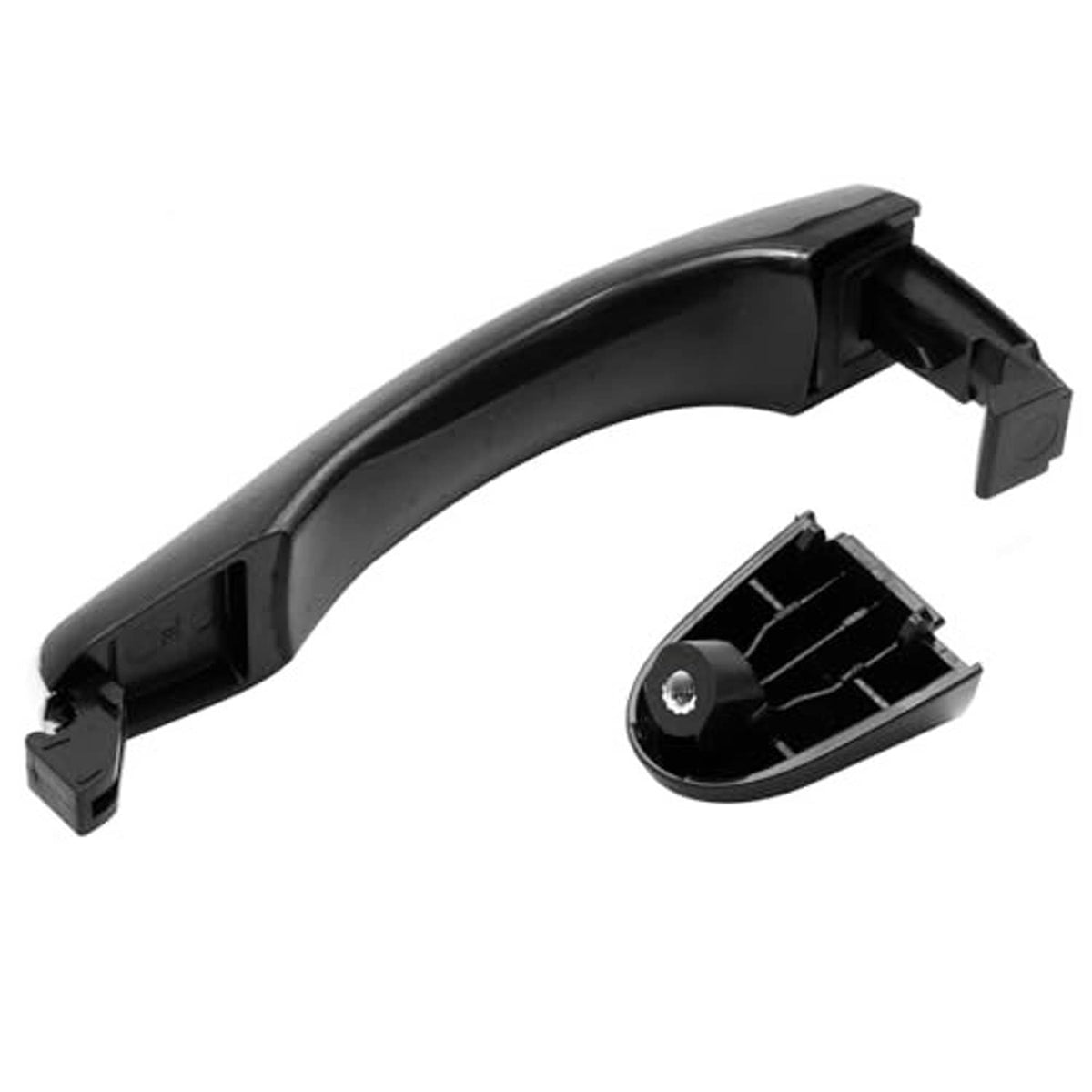 Front right exterior door handle with black cover and mounting bracket pieces