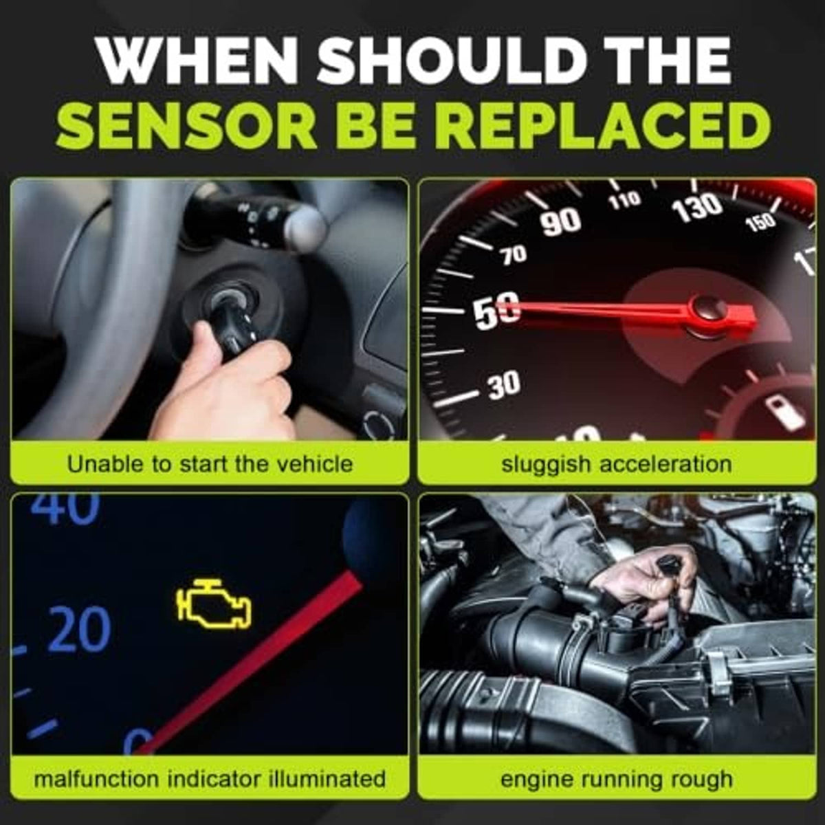 When to replace camshaft position sensor graphic with warning light visuals