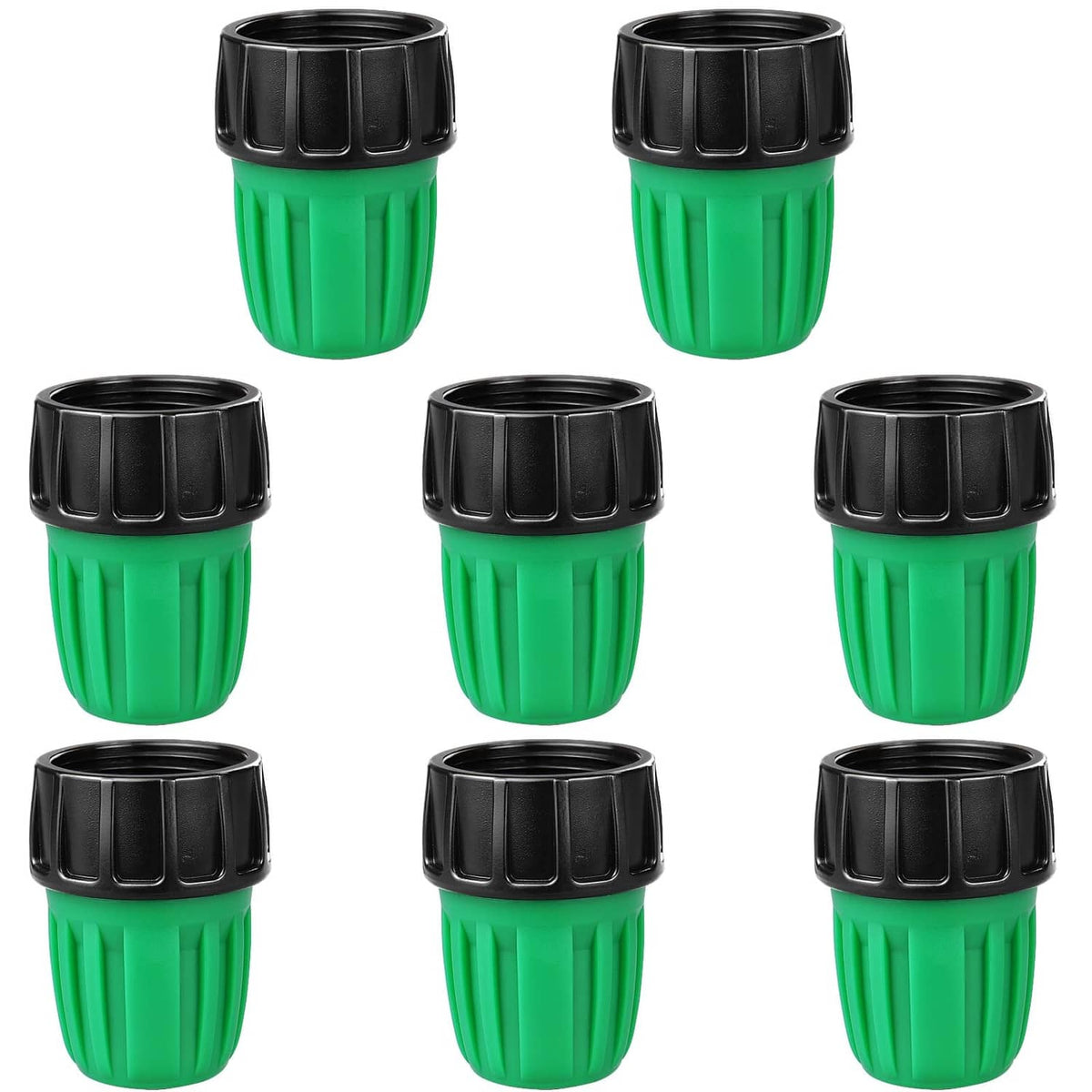 3/4 in female pipe thread to 1/2 in drip adapter, green and black, multiple views