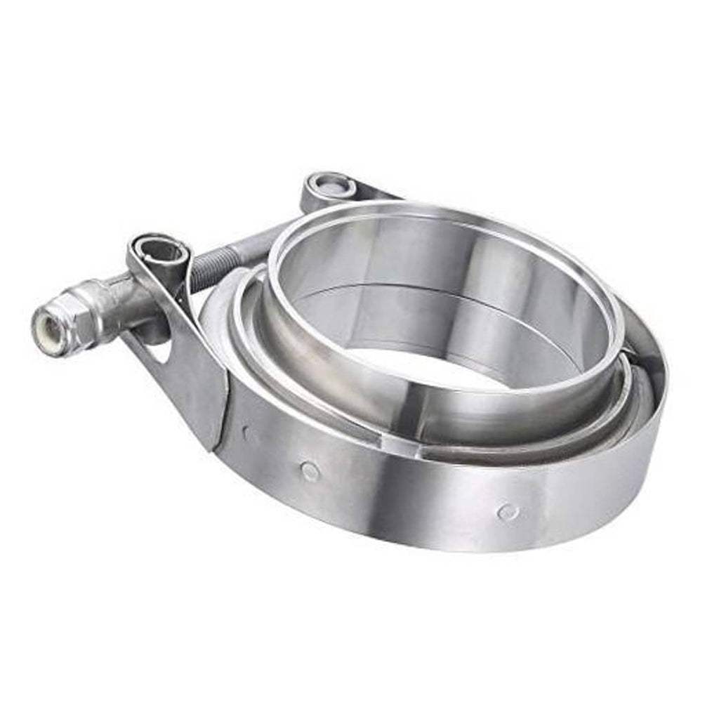 Stainless steel V-band clamp with flanges and bolt assembly, 2.25 in size