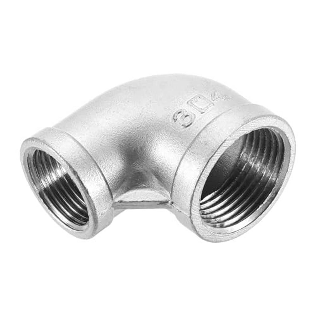 Stainless steel 90° elbow pipe fitting, reverse angle of internal female PT threads