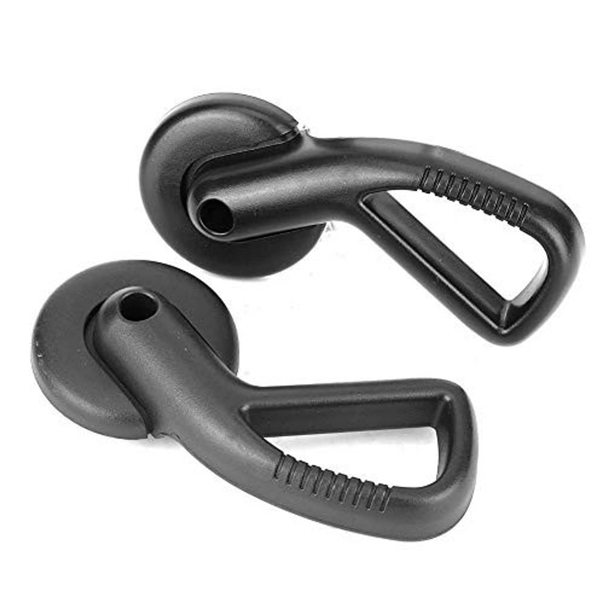 Black car seat adjuster handle lever pair with textured grip edges