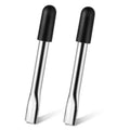 Wheelchair brake extender handle: silver metal with black rubber end cap, straight