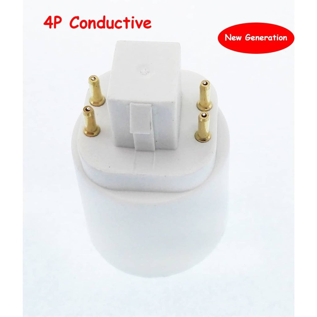 White GX24Q adapter showing four gold contact pins on the top