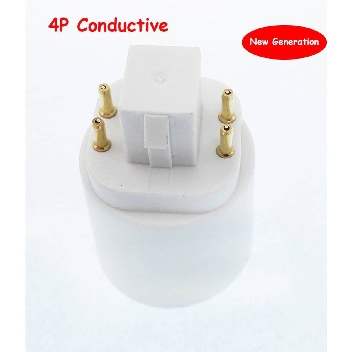 White GX24Q adapter showing four gold contact pins on the top
