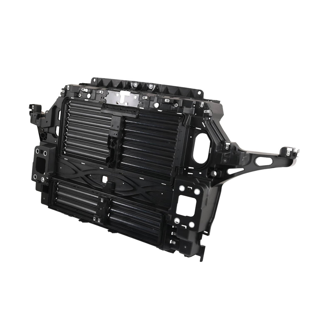 Black active grille shutter motor assembly, showing front frame and louvered inserts