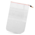 White fine mesh replacement debris bag with orange drawstring for pool cleaner