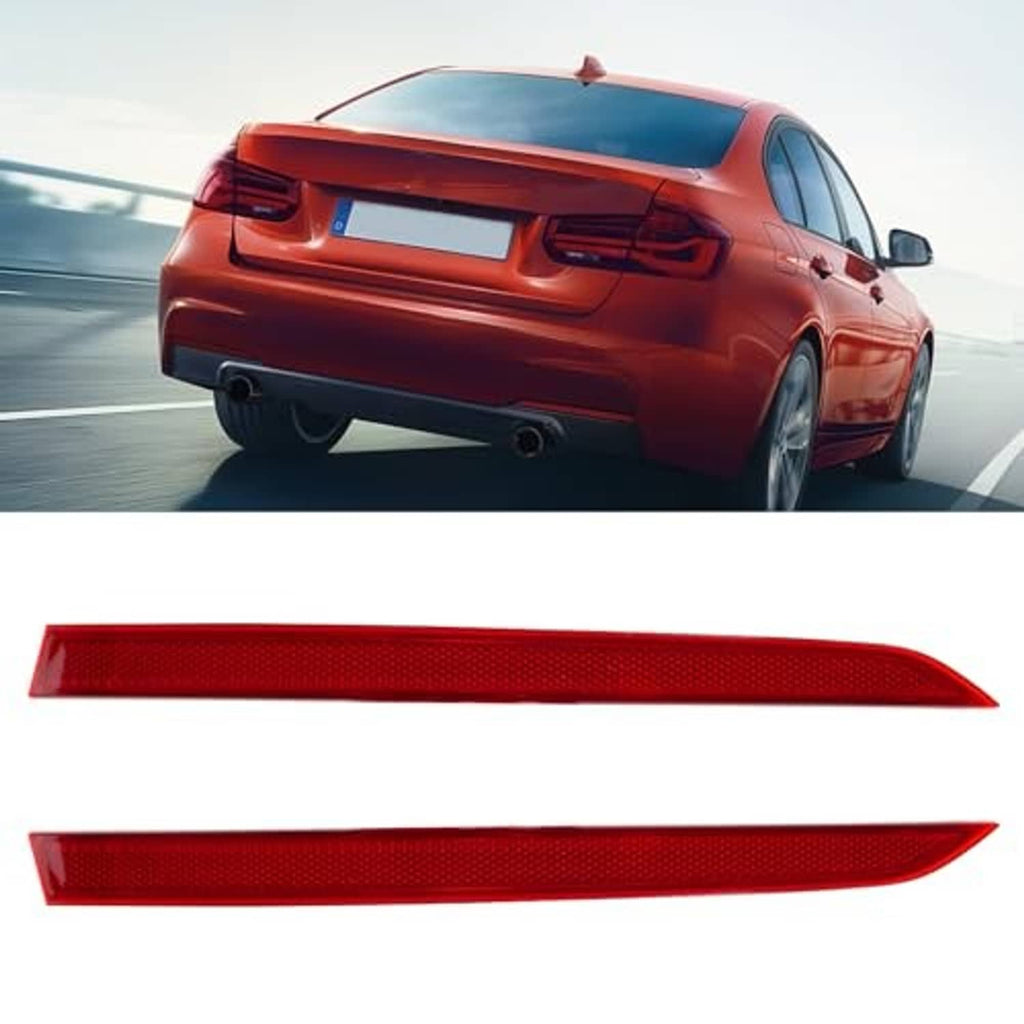 Red rear bumper reflector light strips, textured red lens set
