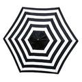 Black and white striped patio umbrella replacement canopy with centered vented knob