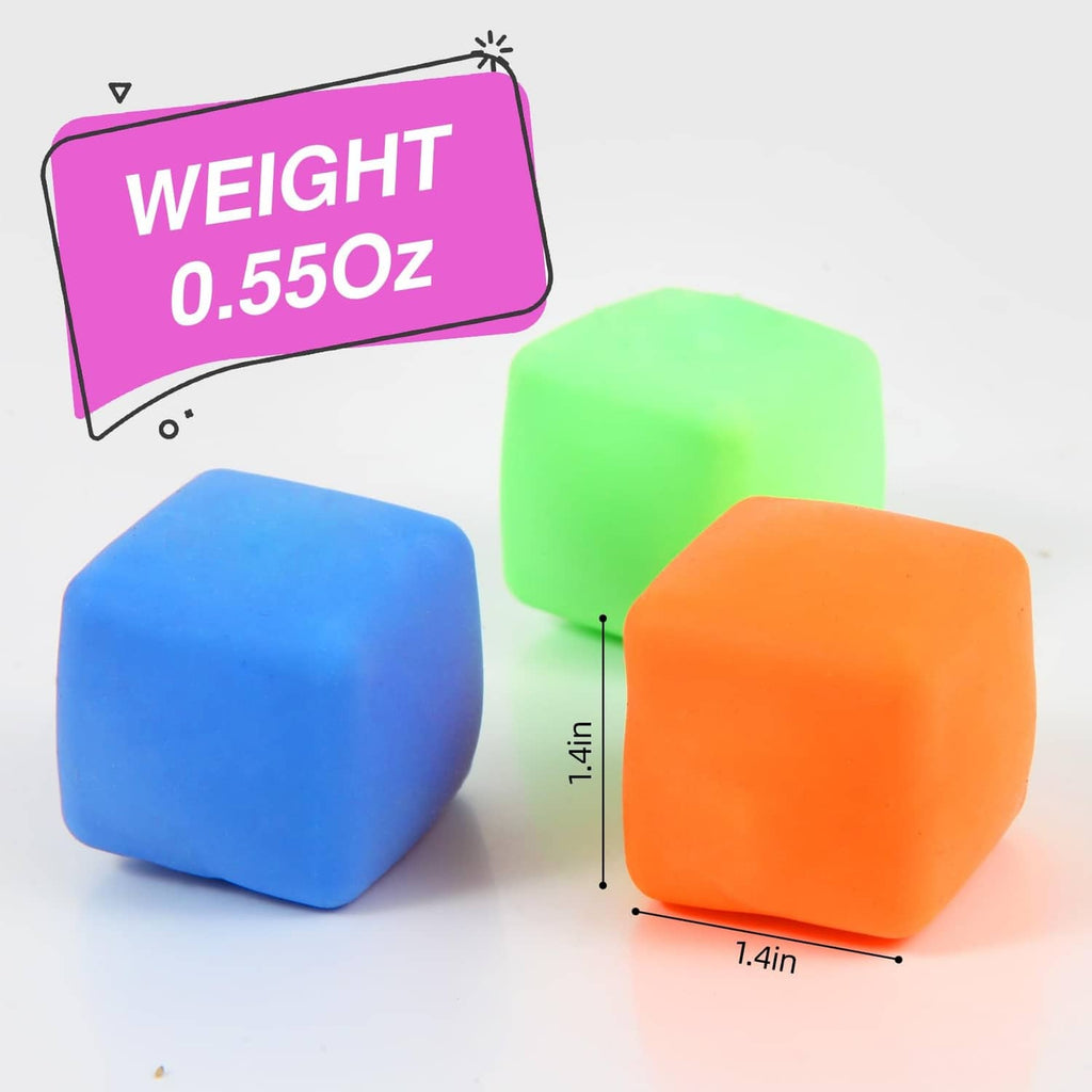 Square stress cube fidget in bright green and orange with rounded edges