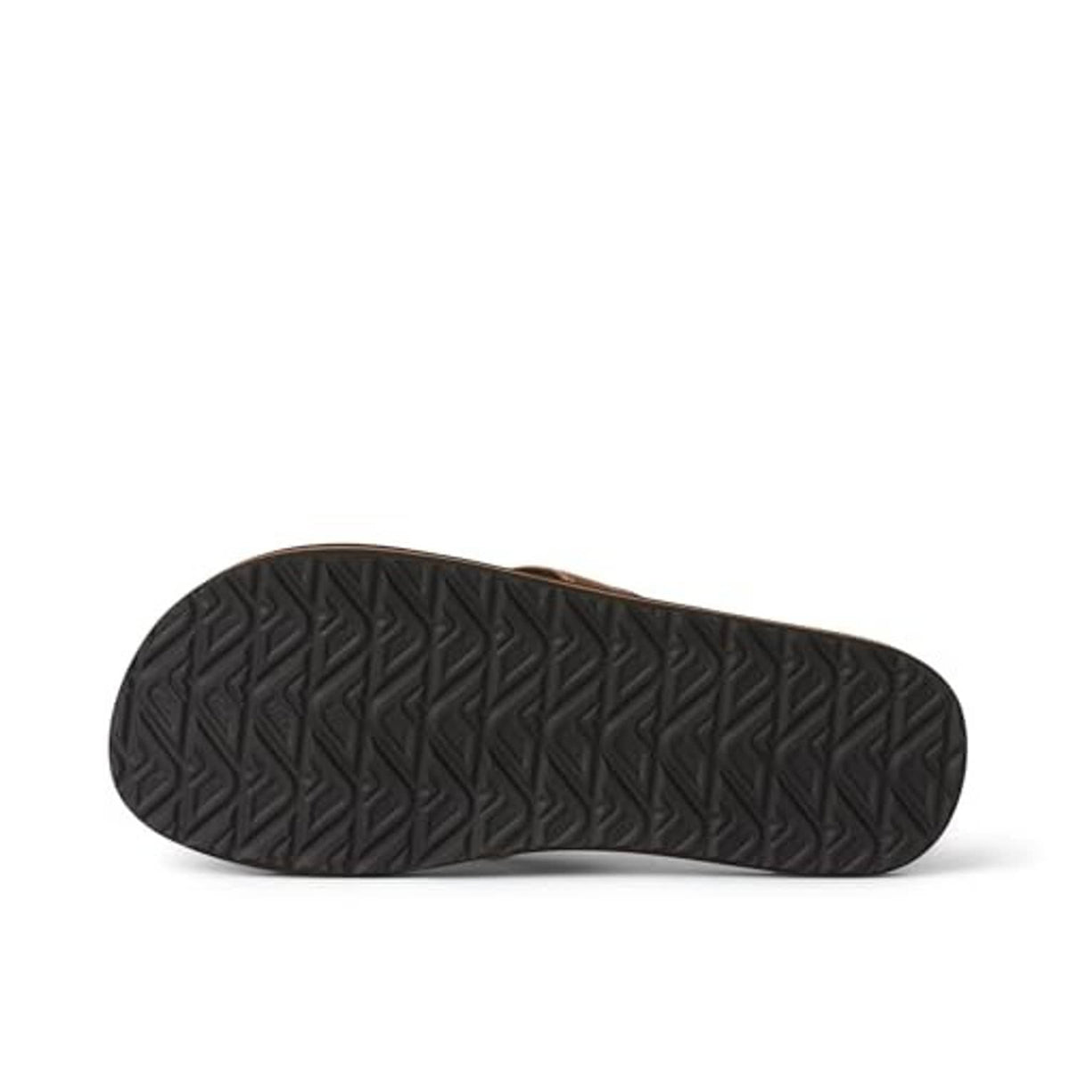 Brown rubber flip-flop outsole with zigzag tread pattern.