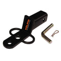 Black 3-way hitch receiver with mounting plate, shackle ring, and hitch pin/clip