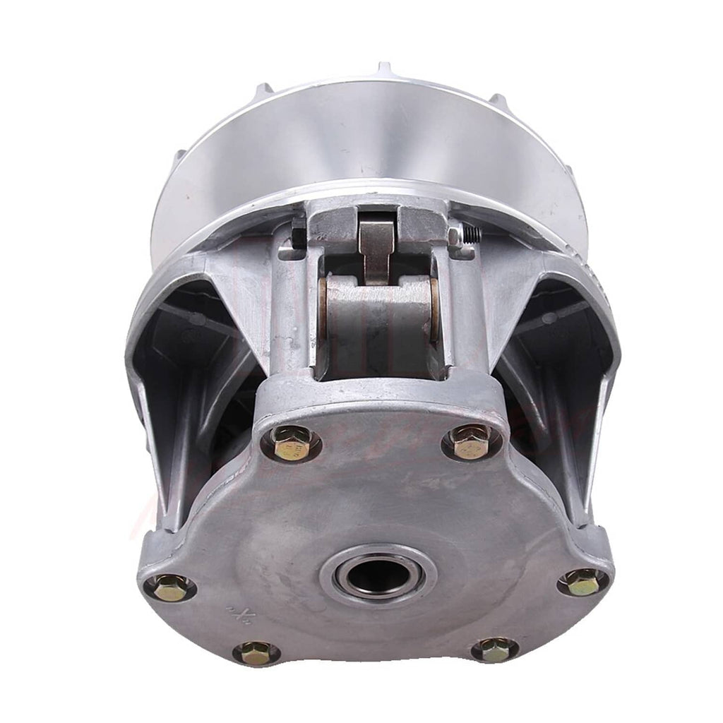 Primary clutch assembly showing underside housing, fasteners, and black internal components