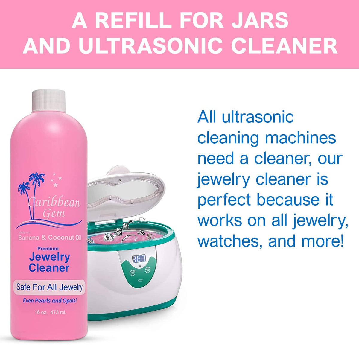 Jewelry cleaner bottle for jars and ultrasonic cleaning machine use